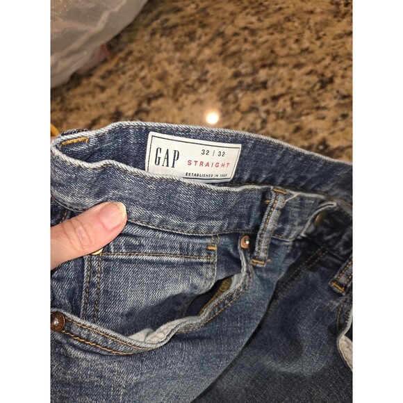 Gap Straight Leg Jeans Mens 33x32 Blue Denim Cotton Mid Rise - Picture 6 of 7